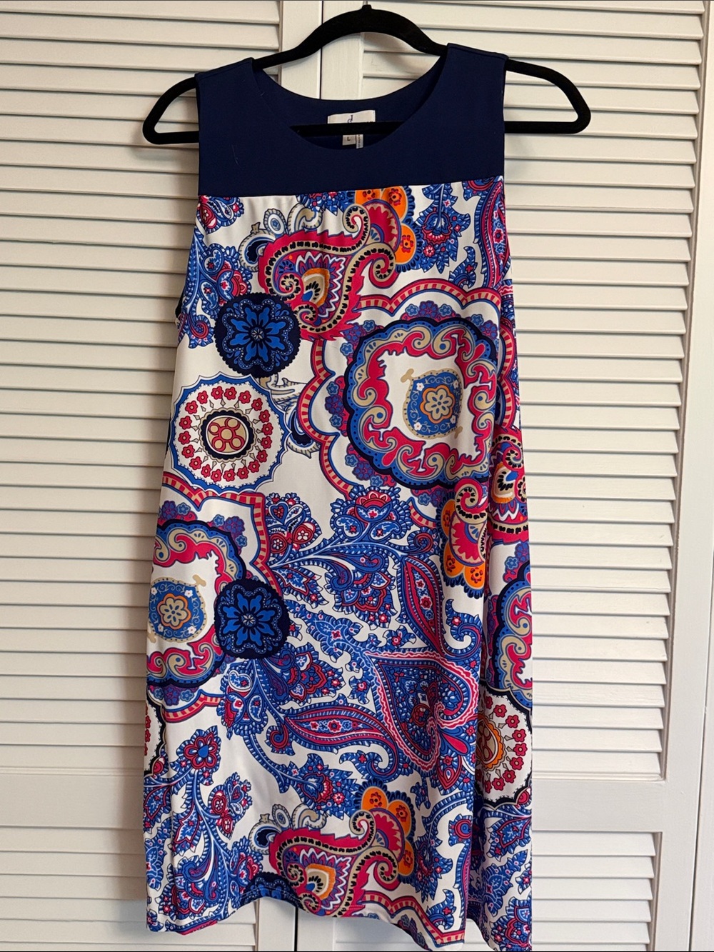 Jude Connally Navy and Multicolor Paisley Shift Dress